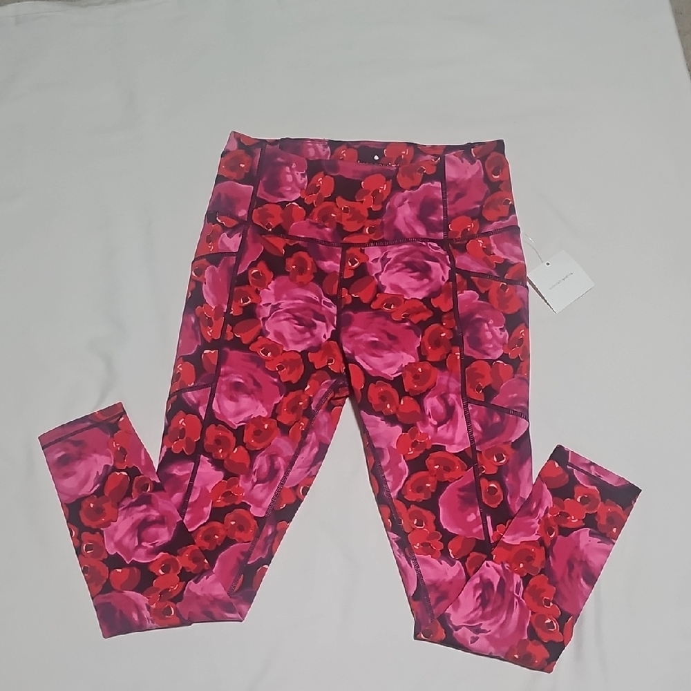 Kate Spade Women's Red Rose Flower Leggings M